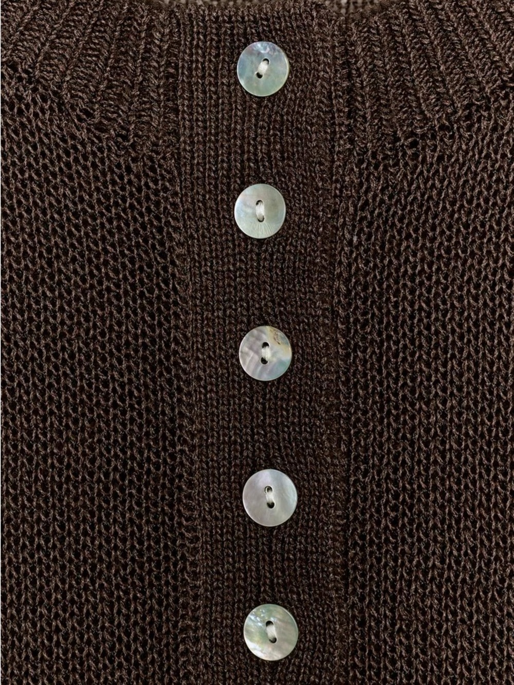 Zara Brown Short-Sleeve Button Knit Jumper Top β Size Large - Picture 8 of 9